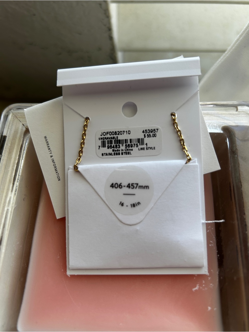 Fossil Gold-tone Engravable Bar Necklace - Picture 4 of 8